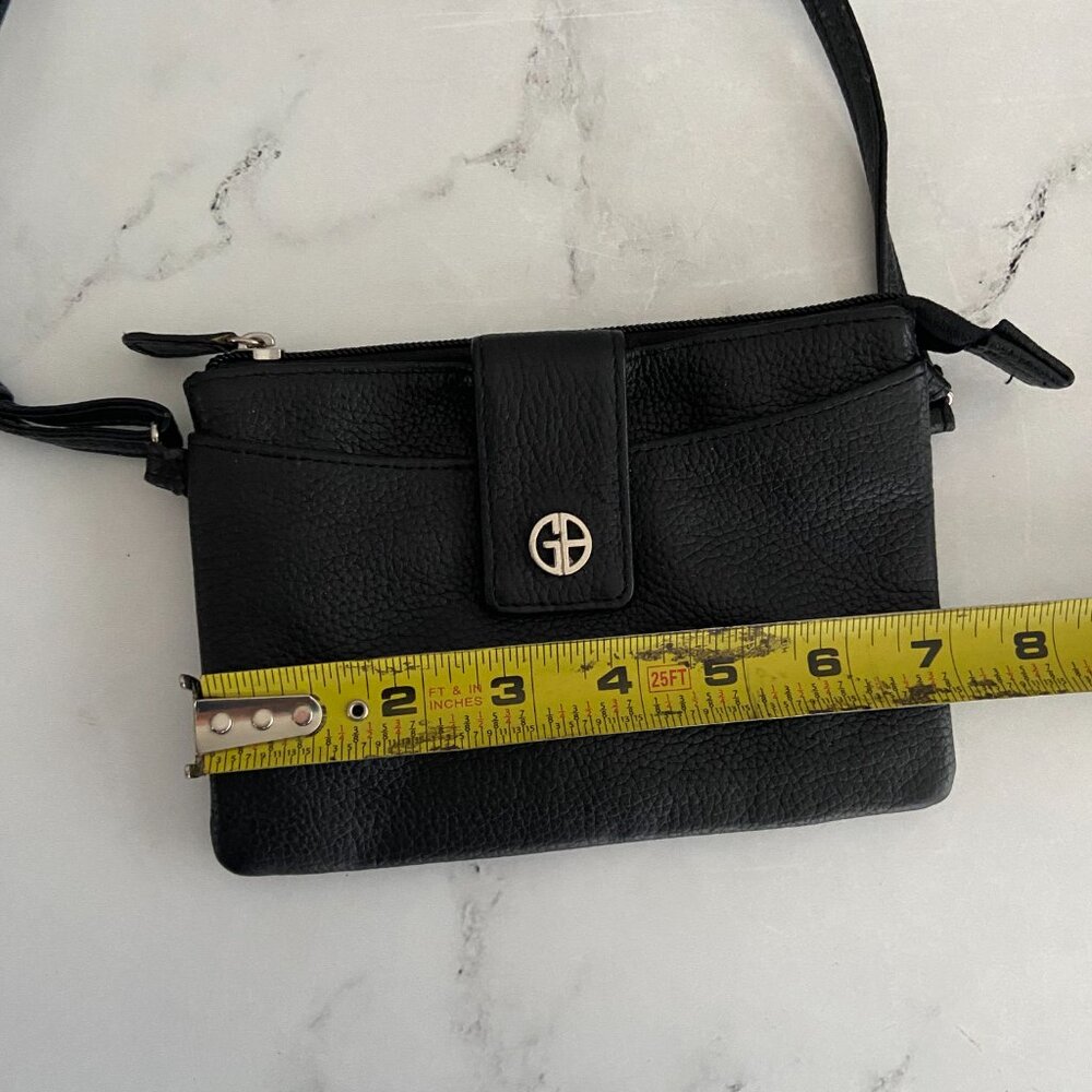 Giani Bernini Black Double zipper Leather Crossbody Bag Purse Adjustable strap